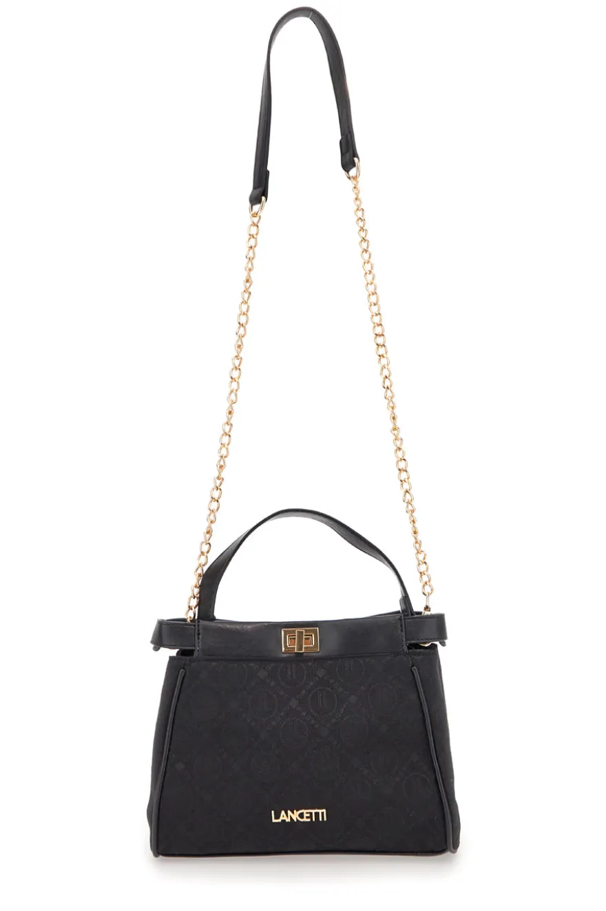Borsa nera con tracolla con catenella Lancetti Seyla