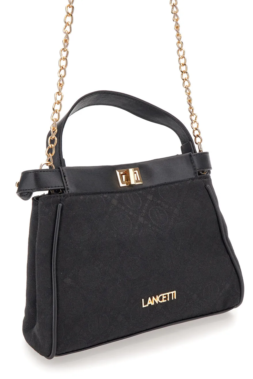 Borsa nera con tracolla con catenella Lancetti Seyla