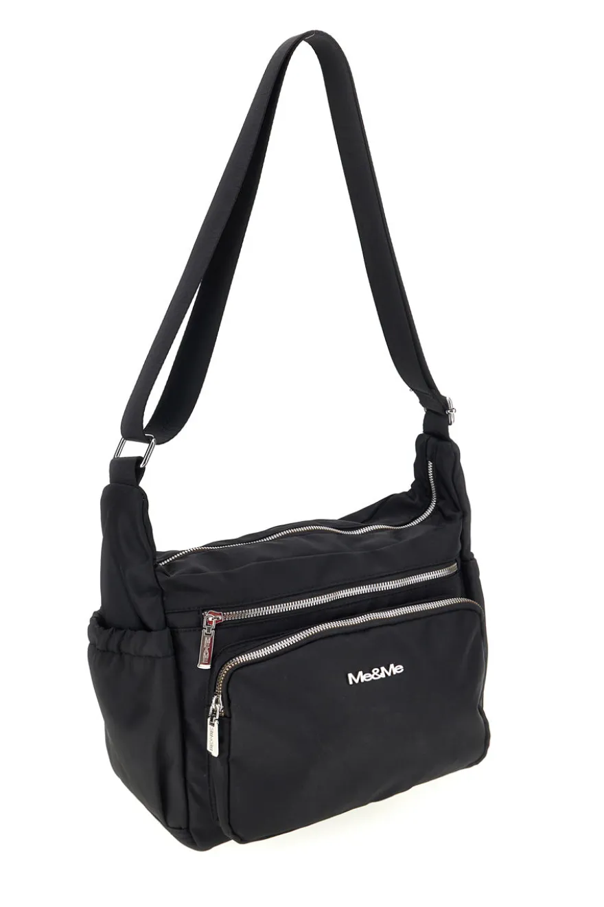 Borsa nera con zip multiple e tracolla regolabile Me & me spa 8059