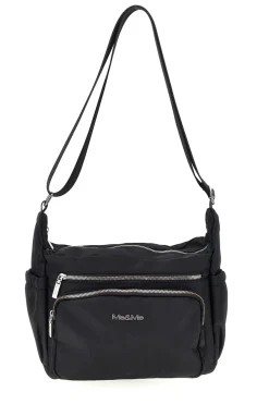 Borsa nera con zip multiple e tracolla regolabile Me & me spa 8059