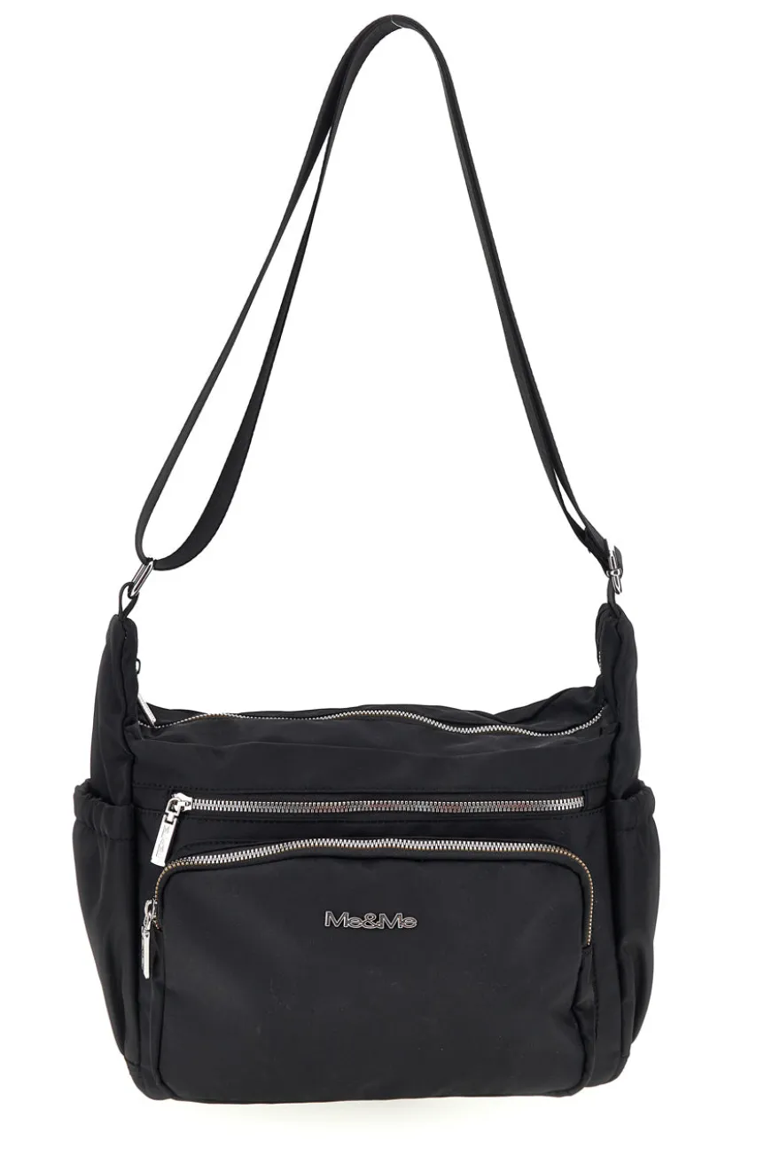 Borsa nera con zip multiple e tracolla regolabile Me & me spa 8059