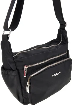 Borsa nera con zip multiple e tracolla regolabile Me & me spa 8059