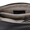 Borsa nera in vera pelle con manico corto e tracolla removibili First Lady SL 58809