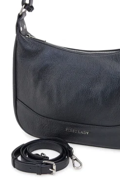 Borsa nera in vera pelle con tracolla inclusa First Lady SL 68822