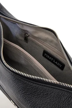 Borsa nera in vera pelle con tracolla inclusa First Lady SL 68822