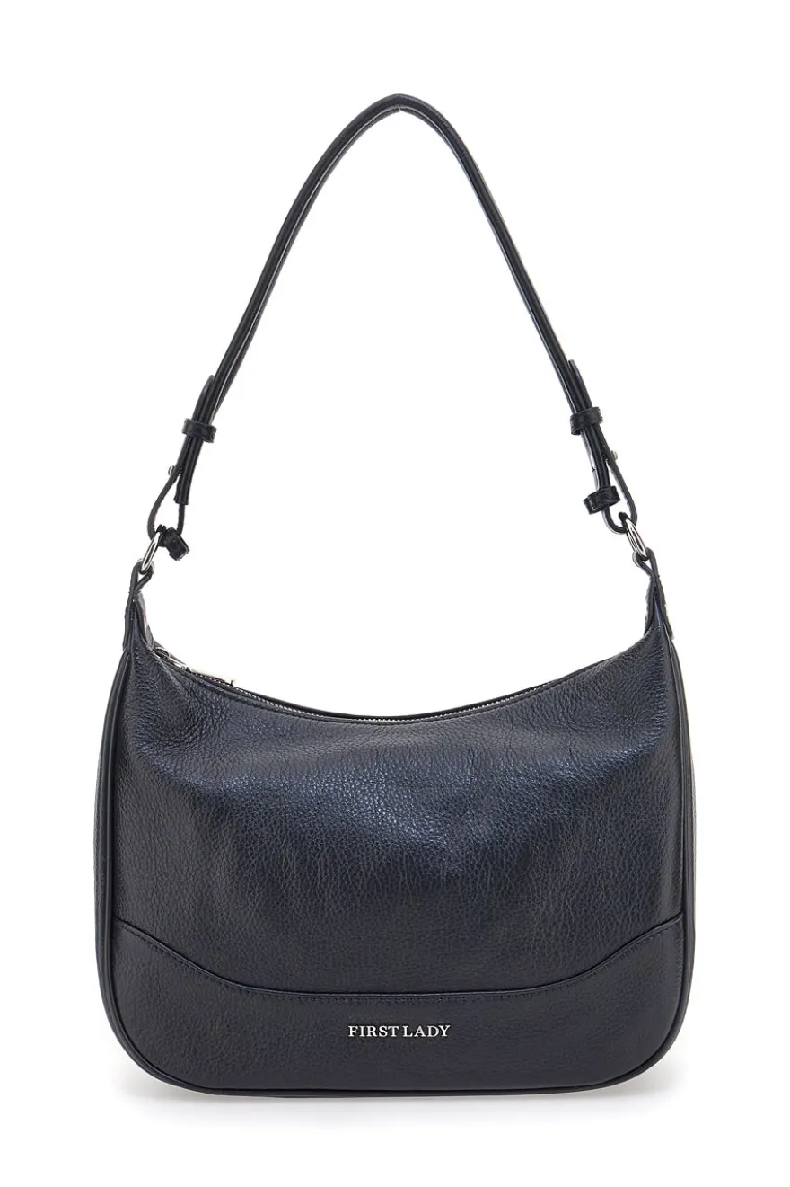 Borsa nera in vera pelle con tracolla inclusa First Lady SL 68822