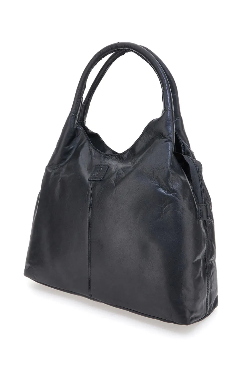 Borsa nera in vera pelle con manici doppi Basile CLASS BA3671TI
