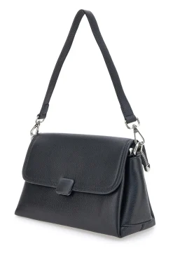 Borsa nera in vera pelle con manico corto e tracolla First Lady SL 68870