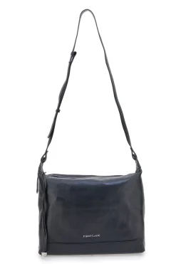 Borsa nera in vera pelle con tracolla e borsellino incluso First Lady SL 8801