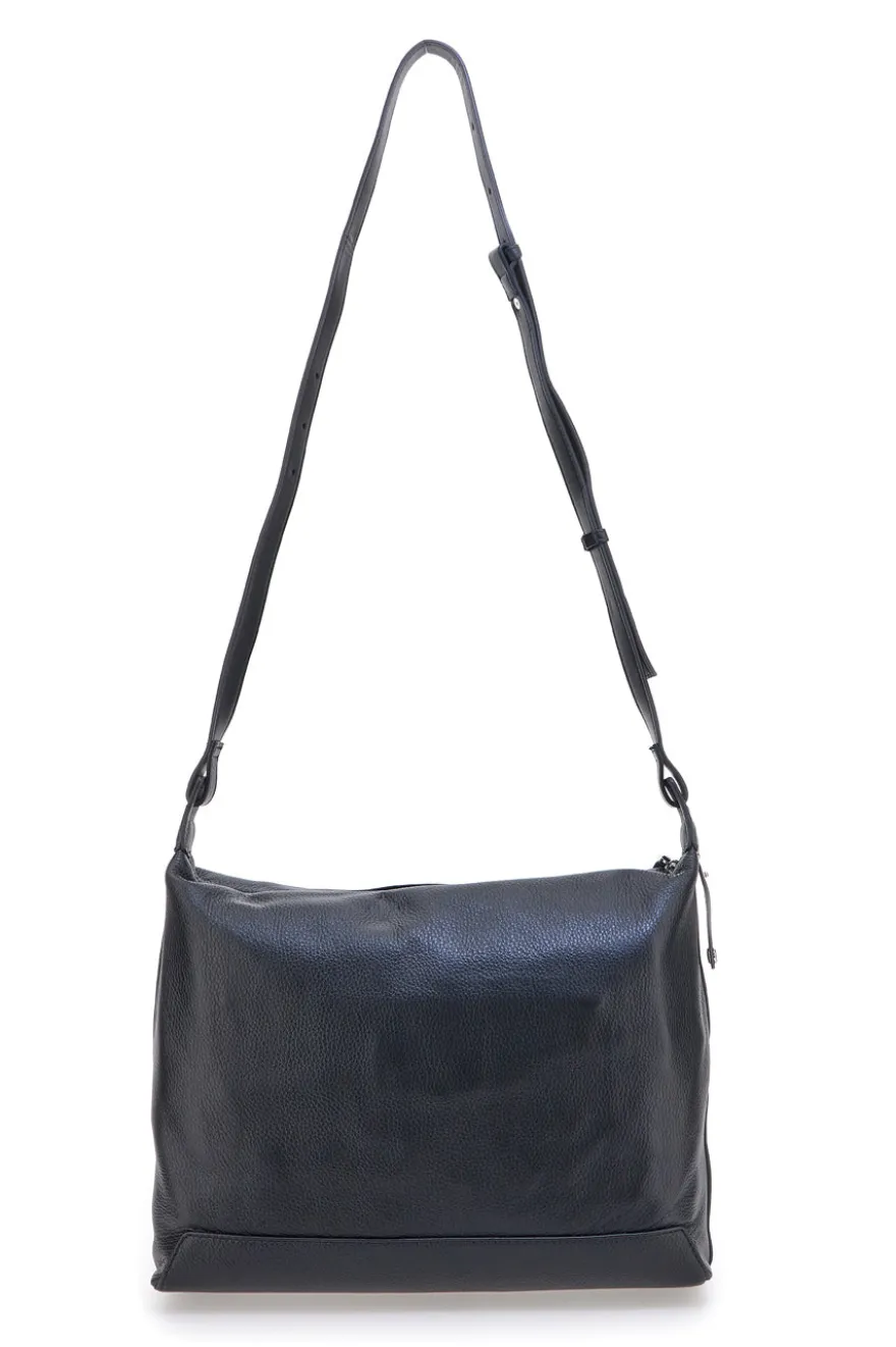 Borsa nera in vera pelle con tracolla e borsellino incluso First Lady SL 8801