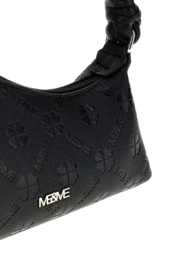 Borsa nera traforata manico intrecciato Me & me L4743