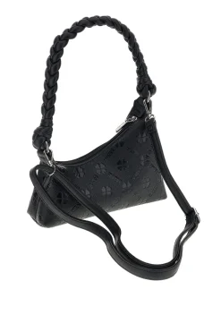 Borsa nera traforata manico intrecciato Me & me L4743