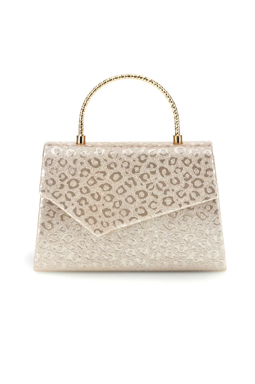 Borsa oro con texture animalier e tracolla a catenella Nbg SERA/3488