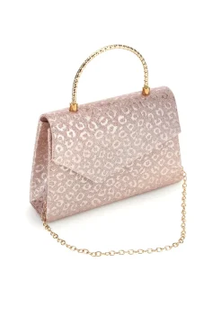 Borsa rosa con texture animalier e manico a catena Nbg SERA/3488