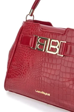 Borsa rossa effetto coccodrillo con manico rigido Laura Biagiotti LB25W-262-1