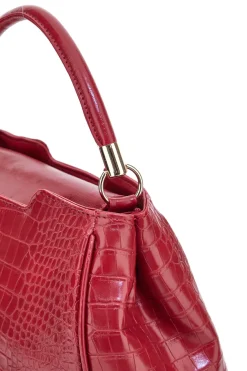 Borsa rossa effetto coccodrillo con manico rigido Laura Biagiotti LB25W-262-1