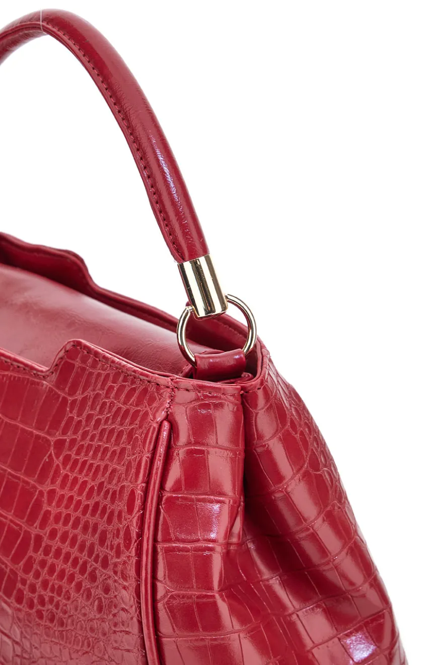 Borsa rossa effetto coccodrillo con manico rigido Laura Biagiotti LB25W-262-1