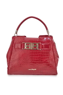Borsa rossa effetto coccodrillo con manico rigido Laura Biagiotti LB25W-262-1