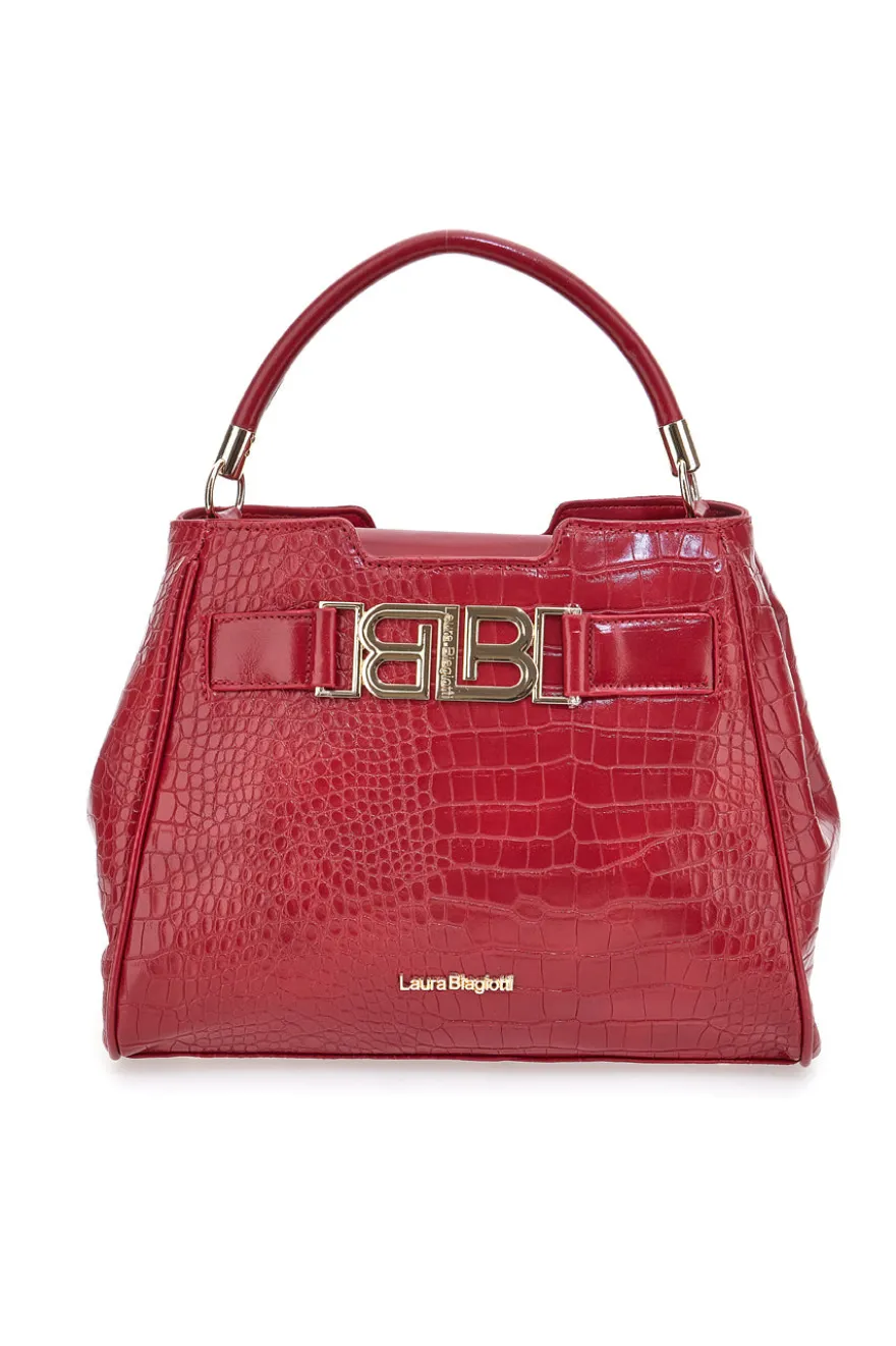 Borsa rossa effetto coccodrillo con manico rigido Laura Biagiotti LB25W-262-1