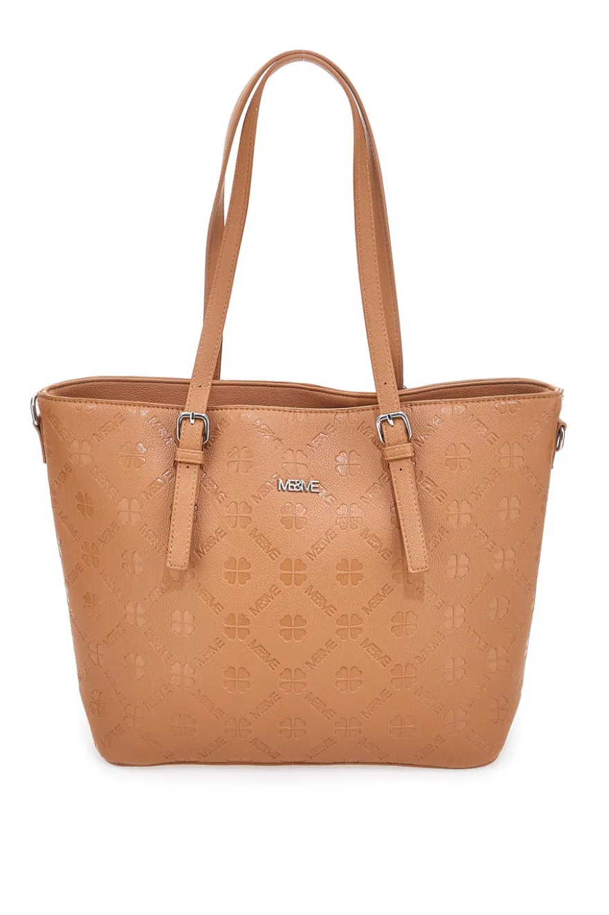 Borsa shopper cuoio con tracolla regolabile Me & me 2617