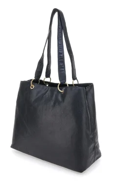Borsa shopper nera in vera pelle con doppi manici Basile CLASS BA3669TI