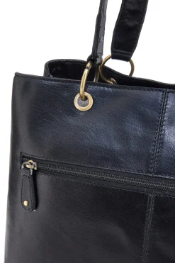 Borsa shopper nera in vera pelle con doppi manici Basile CLASS BA3669TI