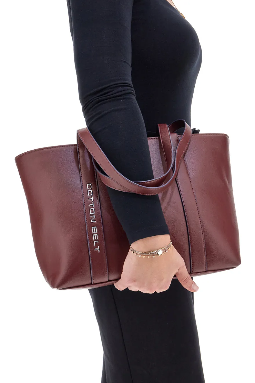 Borsa shopping bordò con tasche interne Cotton Belt K19,040,009