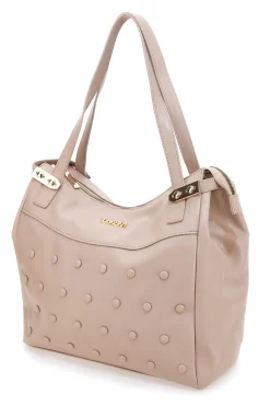 Borsa shopping cipria con borchie tonde Lancetti LL25W-101-3