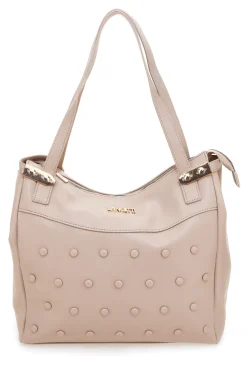 Borsa shopping cipria con borchie tonde Lancetti LL25W-101-3