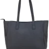 Borsa shopping nera con pochette logata Lancetti LL25W-106-2