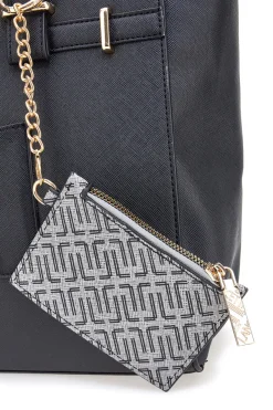 Borsa shopping nera con pochette logata Lancetti LL25W-106-2