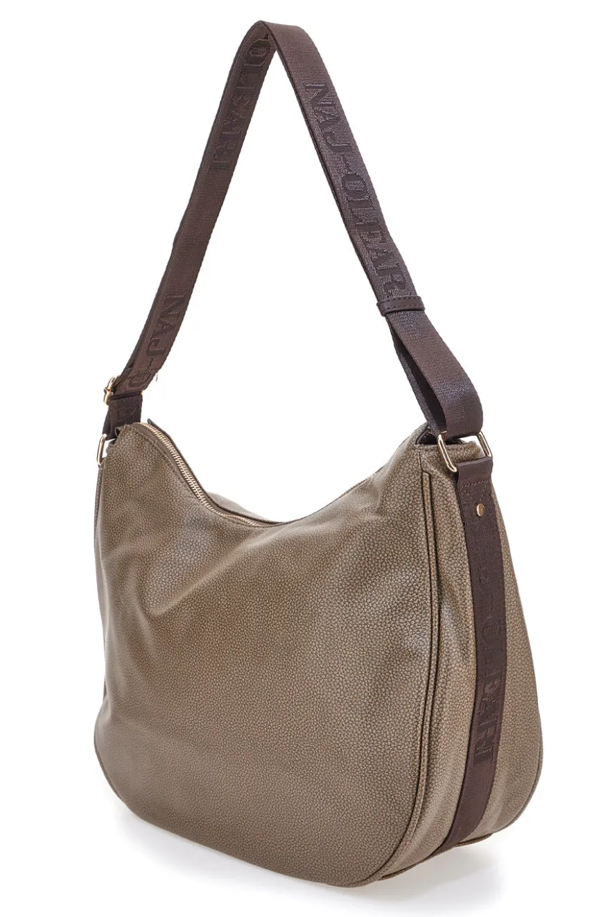 Borsa taupe con charm orsetto e zip dorate Naj-Oleari 61329/BOBA13