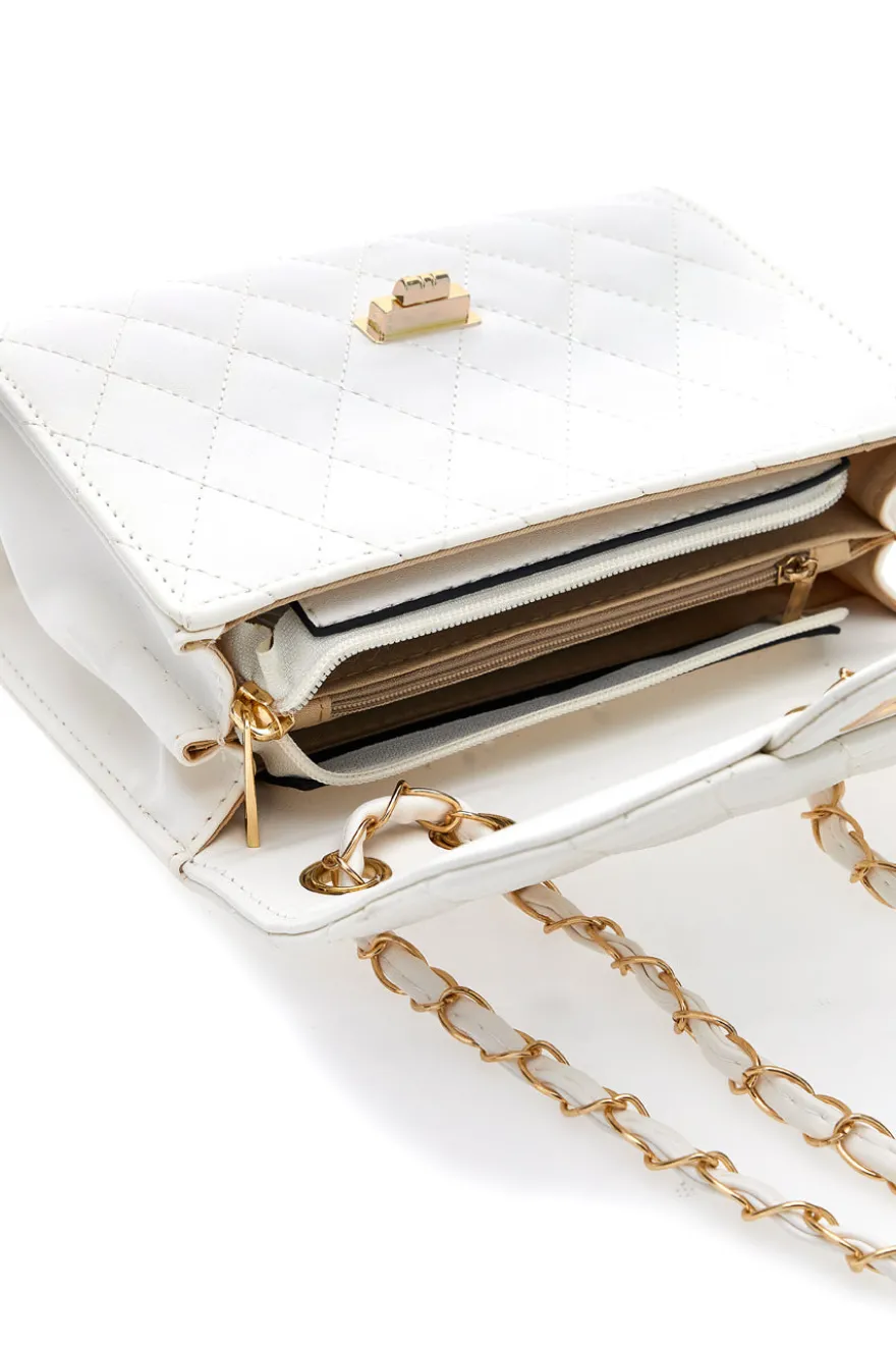 Borsa trapuntata bianca con catena dorata Prima Riga Spa Italia