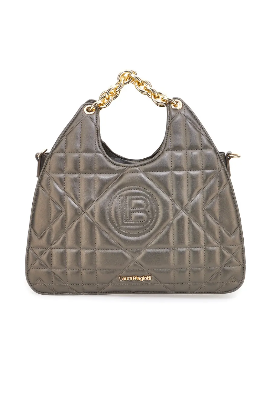 Borsa trapuntata verde oliva con manici a catena Laura Biagiotti LB25W-261-2