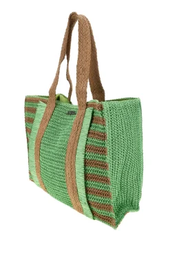 Borsa verde intrecciata con frange Lejjou JJ90531