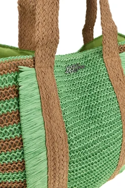 Borsa verde intrecciata con frange Lejjou JJ90531