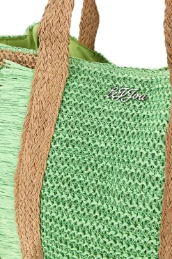 Borsa verde intrecciata con frange Lejjou JJ90531
