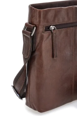 Borsello a tracolla marrone in pelle con tracolla regolabile Black Shoot BS2883/T