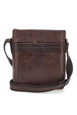 Borsello a tracolla marrone in pelle con tracolla regolabile Black Shoot BS2883/T