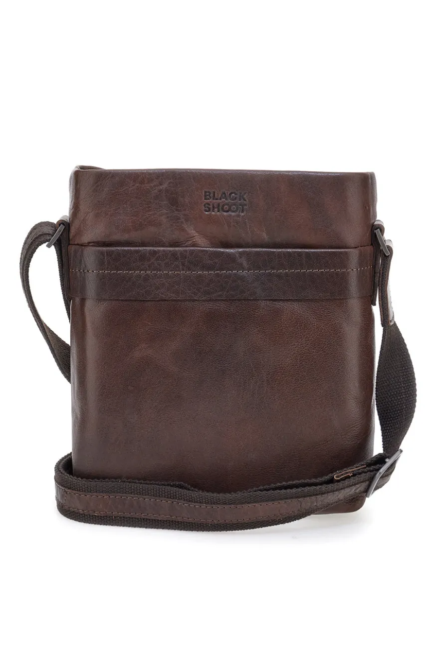 Borsello a tracolla marrone in pelle con tracolla regolabile Black Shoot BS2883/T
