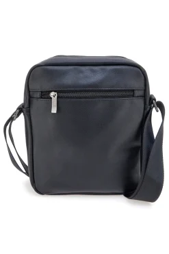 Borsello a tracolla nera con cuciture a contrasto Black Ghost BASILE BS522-4