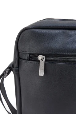 Borsello a tracolla nera con cuciture a contrasto Black Ghost BASILE BS522-4