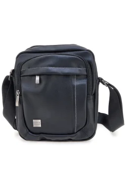 Borsello a tracolla nera con cuciture a contrasto Black Ghost BASILE BS522-4