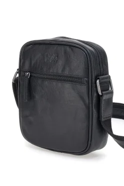 Borsello a tracolla nero compatto con zip frontale Black Shoot BS2355/T