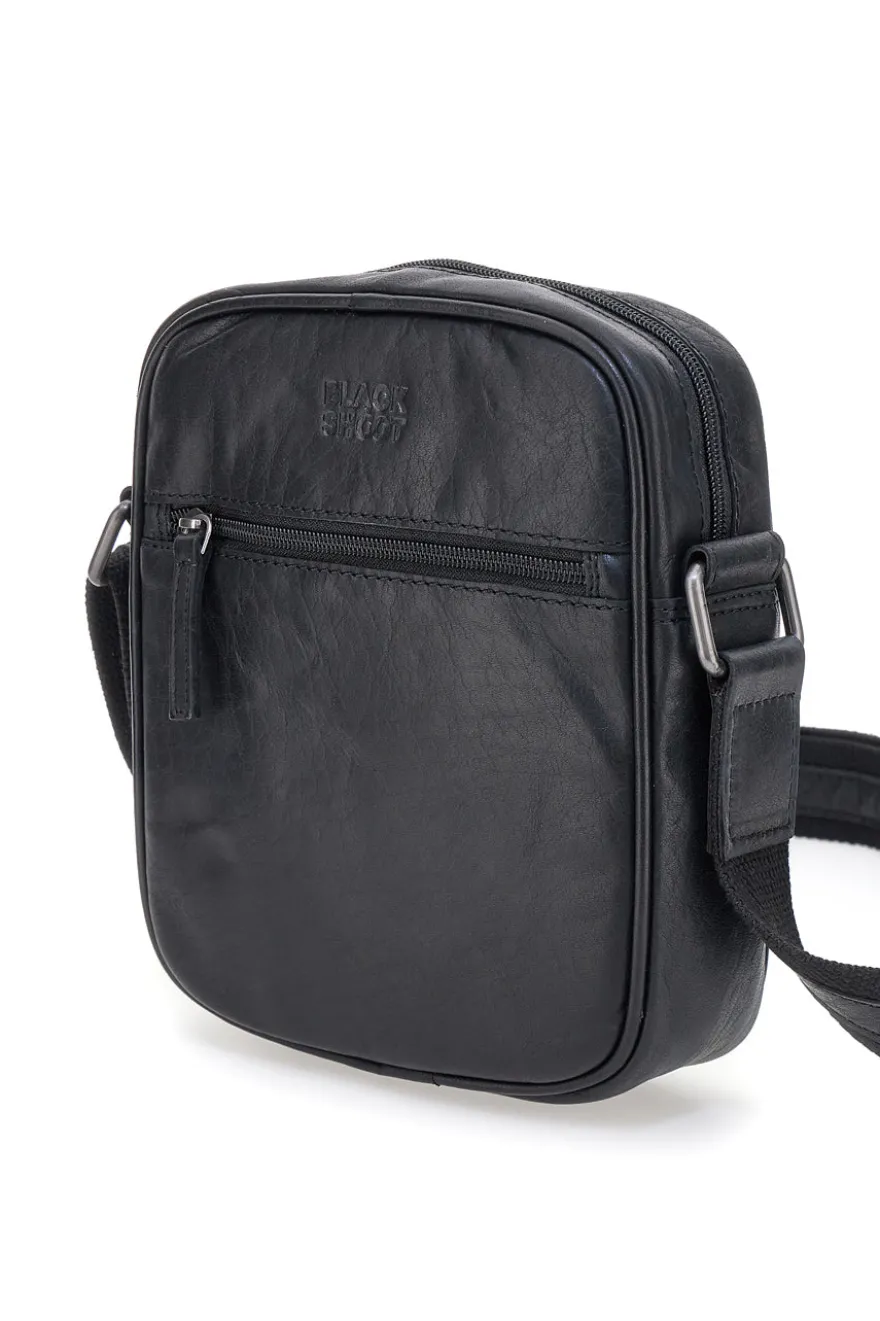 Borsello a tracolla nero compatto con zip frontale Black Shoot BS2355/T