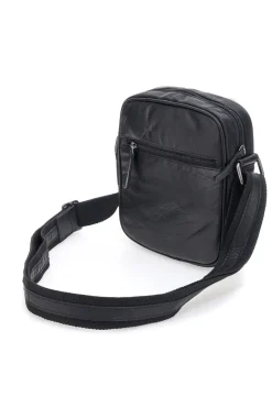Borsello a tracolla nero compatto con zip frontale Black Shoot BS2355/T