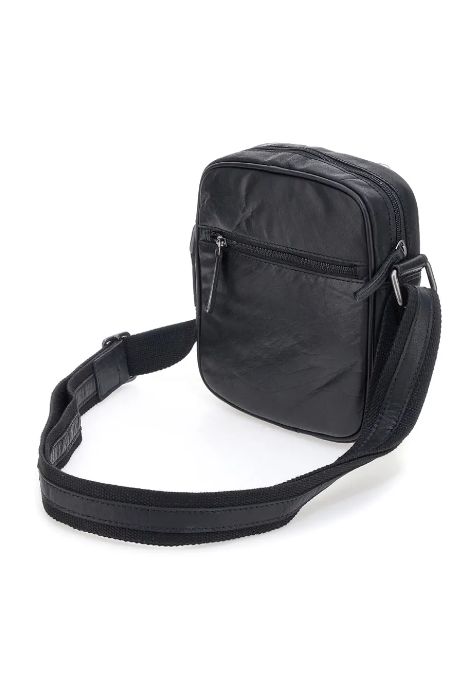Borsello a tracolla nero compatto con zip frontale Black Shoot BS2355/T