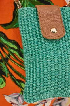 Borsello in Rafia Verde Porta Smartphone LWB 006