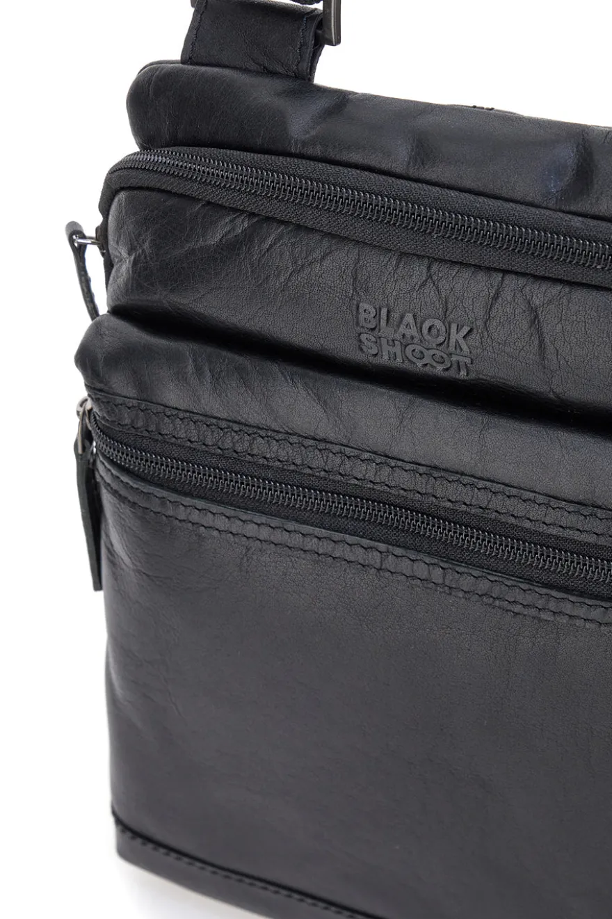 Borsello nero compatto con doppia zip Black Shoot BS2660/T