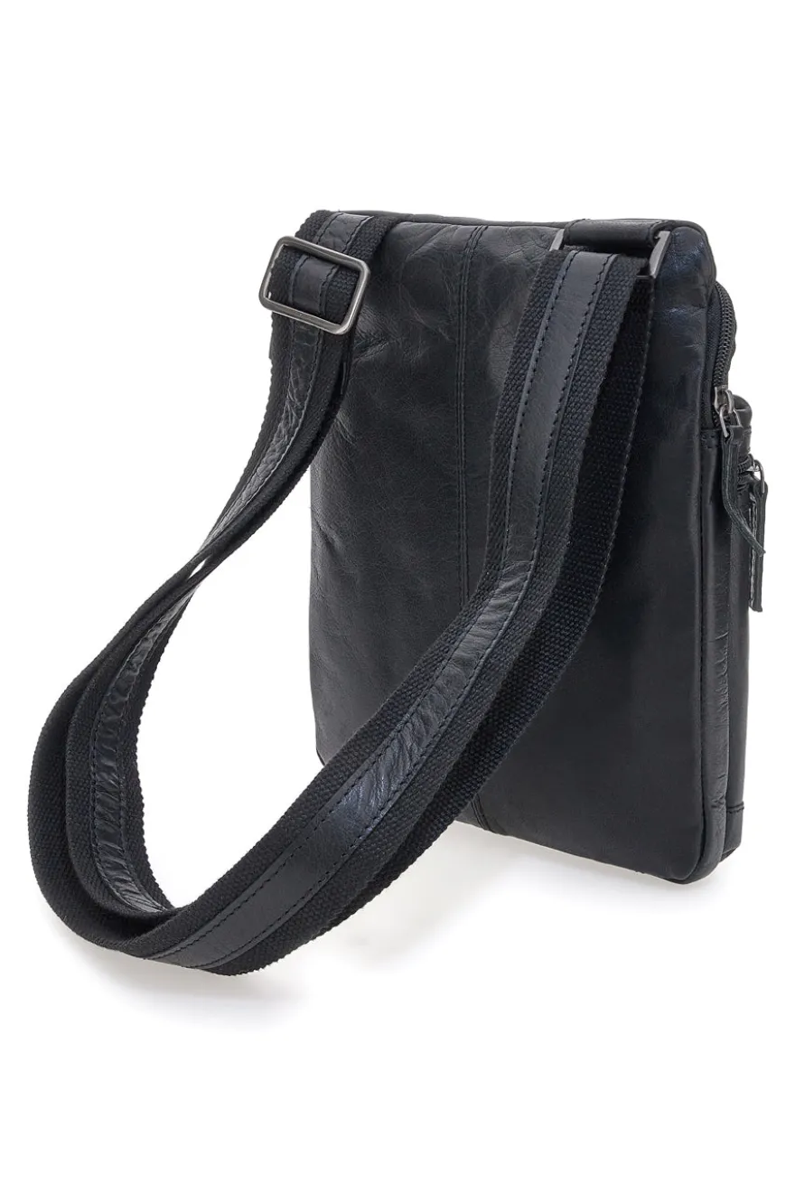 Borsello nero compatto con doppia zip Black Shoot BS2660/T